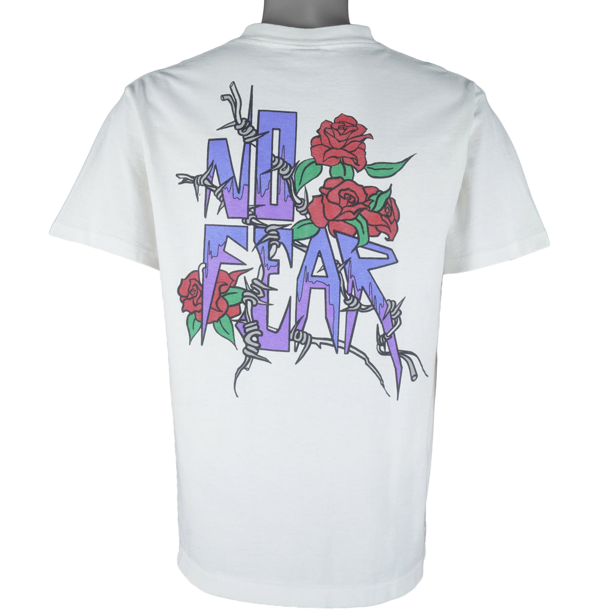 Vintage (No Fear) - Roses And Barbed Wired Single Stitch T-Shirt 1990s Large Vintage Retro