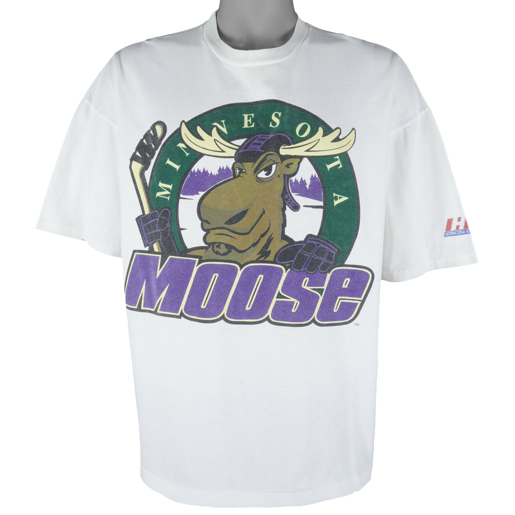 NHL - Minnesota Moose Spell-Out T-Shirt 1990s Large Vintage Retro Hockey