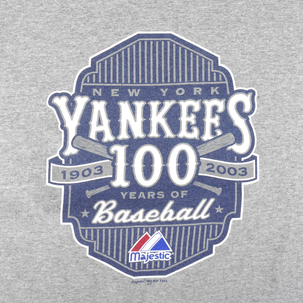 MLB (Majestic) - New York Yankees 100 Years of Baseball T-Shirt 2003 X-Large Vintage Retro Baseball