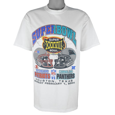 NFL (Hanes) - Patriots VS Panthers Super Bowl Matchups T-Shirt 2004 Large