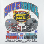 NFL (Hanes) - Patriots VS Panthers Super Bowl Matchups T-Shirt 2004 Large Vintage Retro Football