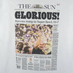NFL (Gildan) - Ravens Romb in Super Bowl Champions Front Pages T-Shirt 2001 Large Vintage Retro Football