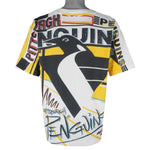 NHL (Magic Johnson T's) - Pittsburgh Penguins All Over Print T-Shirt 1992 Large Vintage Retro Hockey
