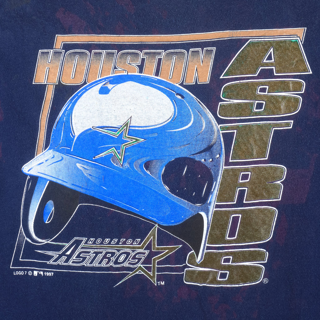MLB (Logo 7) - Houston Astros Helmet T-Shirt 1997 X-Large Vintage Retro Baseball