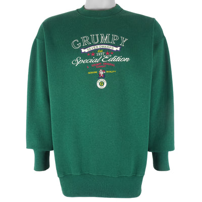 Disney - Grumpy Seven Dwarfs Embroidered Crew Neck Sweatshirt 1990s X-Large