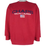 Ralph Lauren (Chaps) - Red Embroidered Crew Neck Sweatshirt 1990s Large