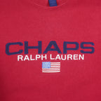 Ralph Lauren (Chaps) - Red Embroidered Crew Neck Sweatshirt 1990s Large Vintage Retro