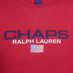 Ralph Lauren (Chaps) - Red Embroidered Crew Neck Sweatshirt 1990s Large Vintage Retro