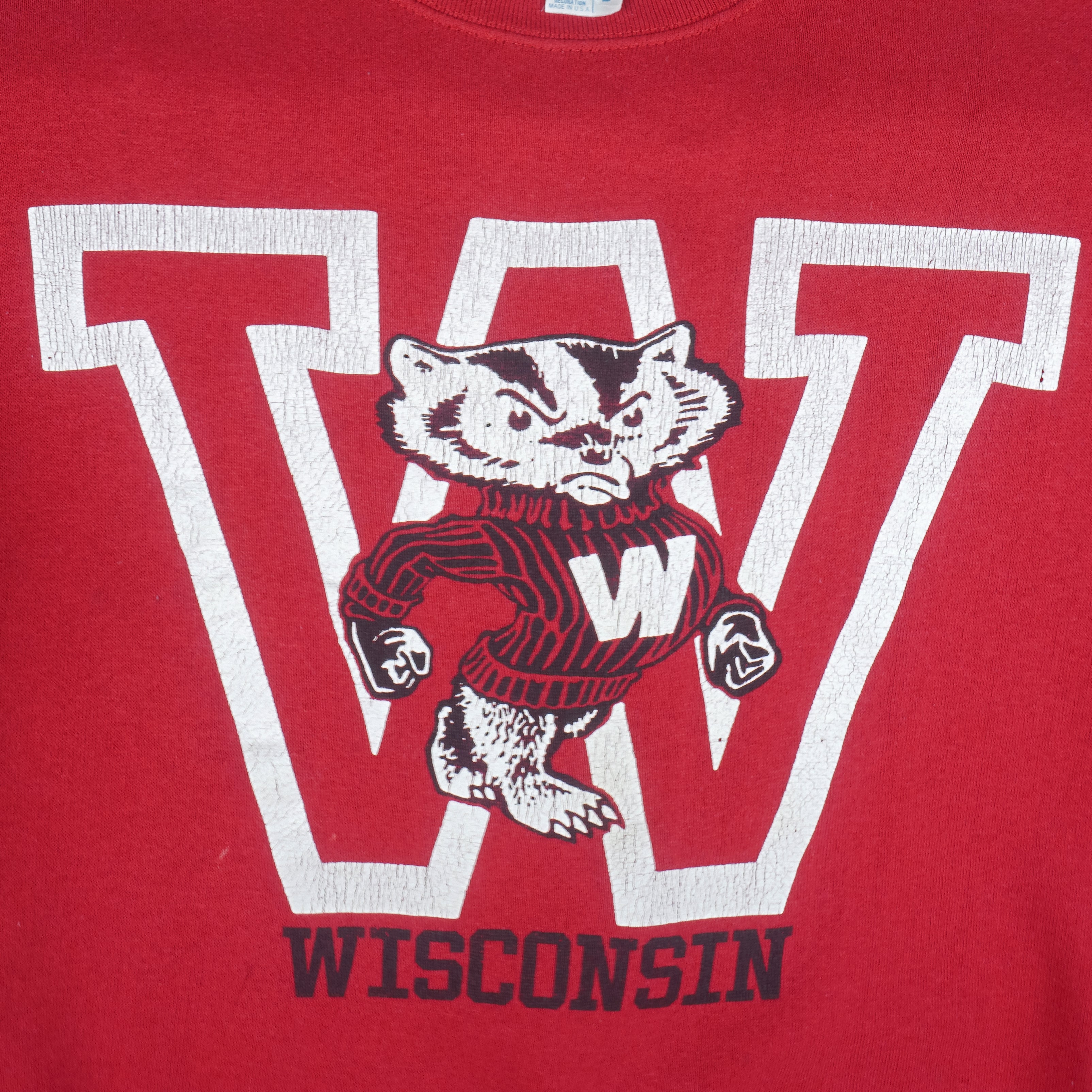 NCAA (Artex) - Wisconsin Badgers Crew Neck Sweatshirt 1990s Large Vintage Retro Football College