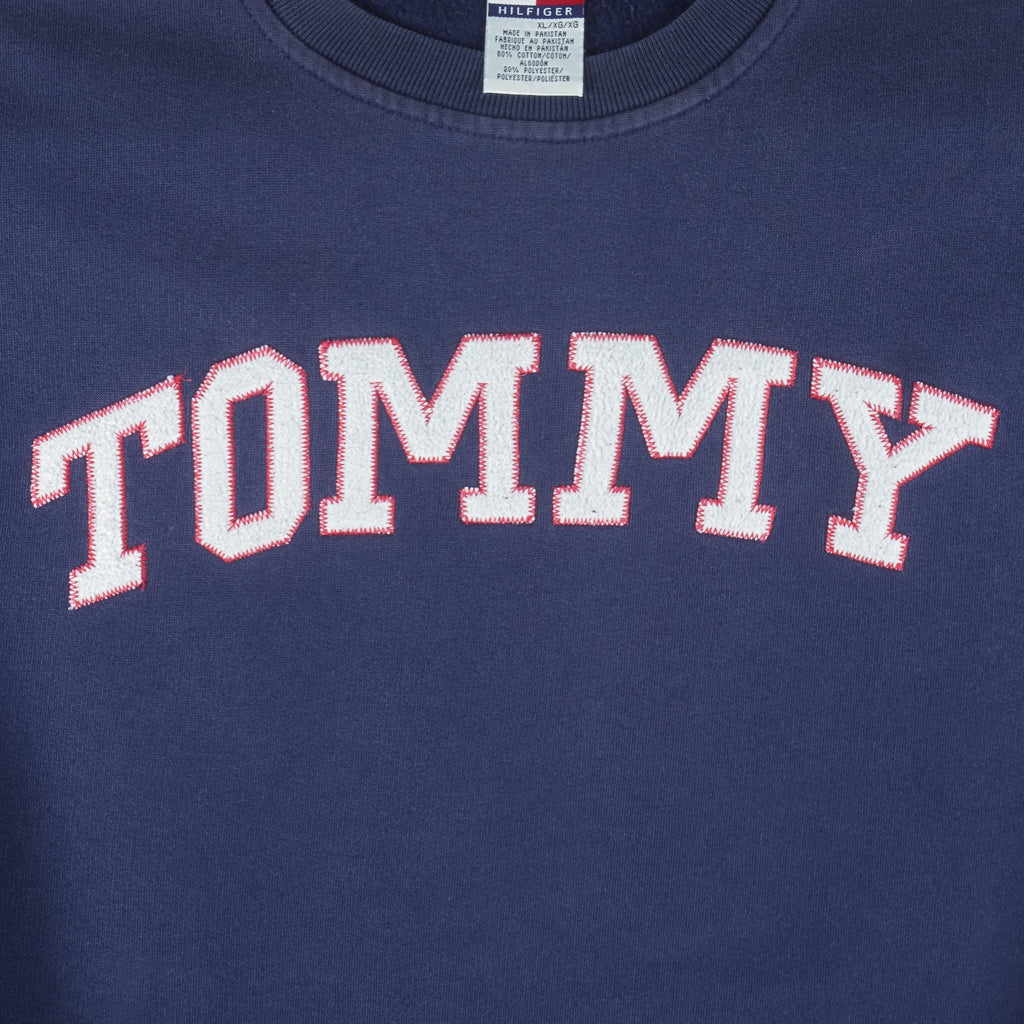 Tommy Hilfiger - Blue Crew Neck Sweatshirt 1990s X-Large
