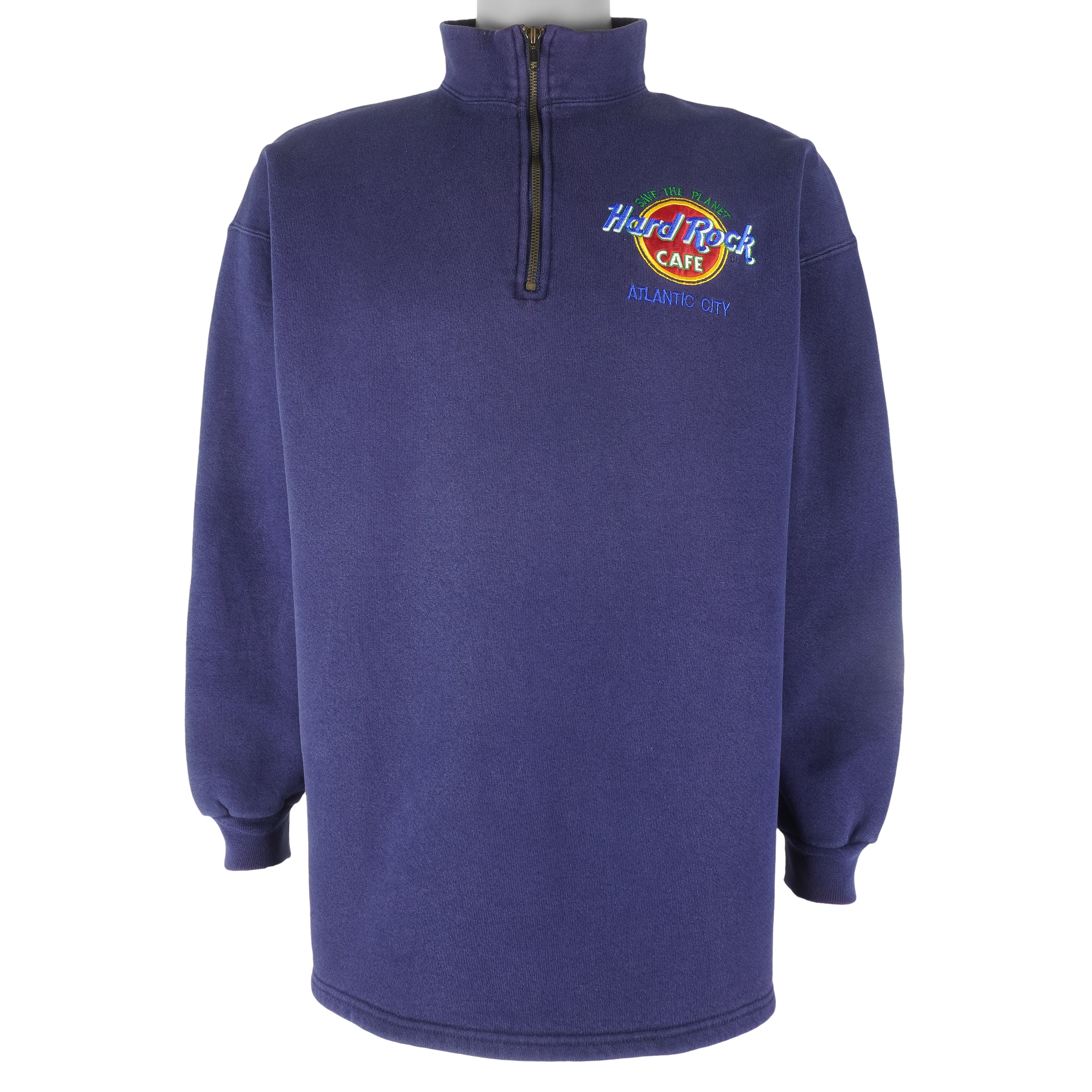 Vintage - Hard Rock Cafe Atlantic 1/4 Zip Sweatshirt 1990s Large Vintage Retro