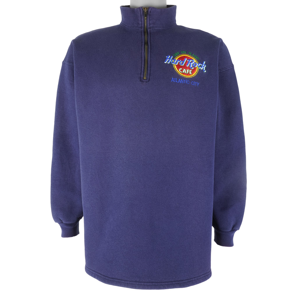 Vintage - Hard Rock Cafe Atlantic 1/4 Zip Sweatshirt 1990s Large Vintage Retro