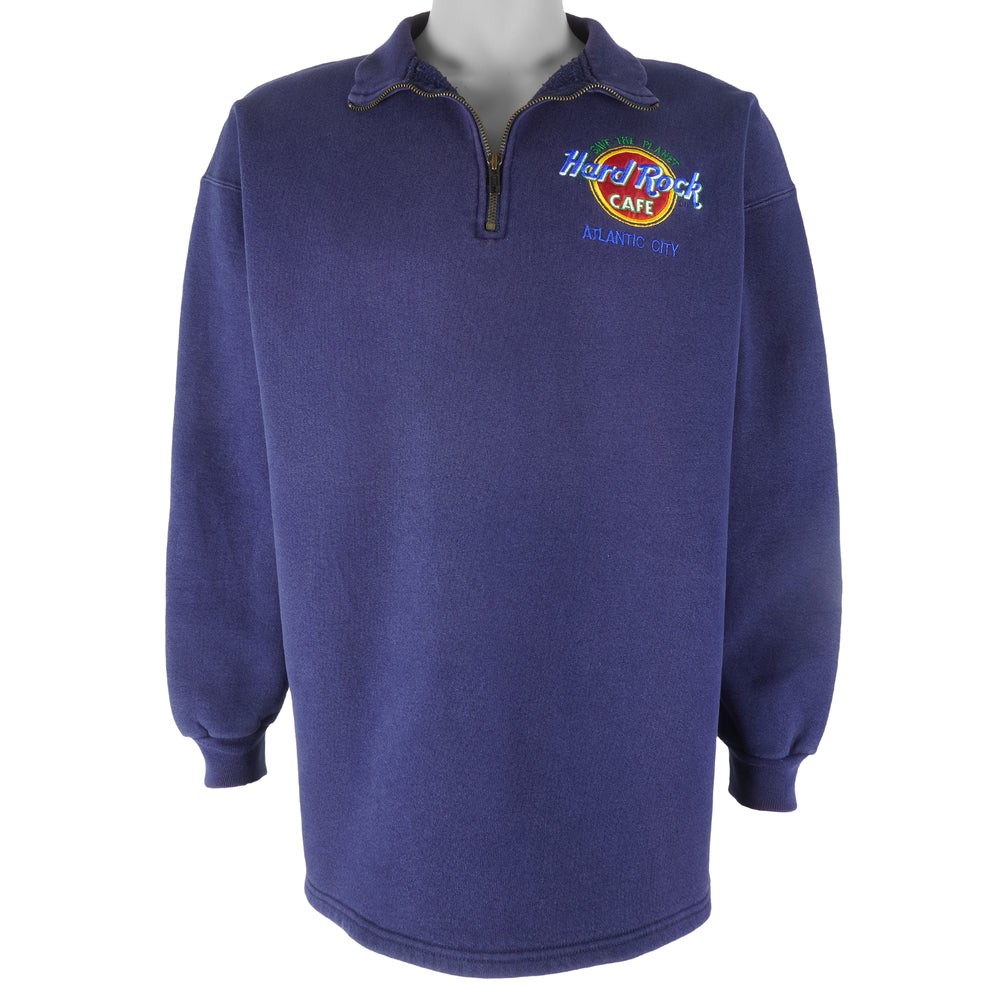 Vintage - Hard Rock Cafe Atlantic 1/4 Zip Sweatshirt 1990s Large Vintage Retro