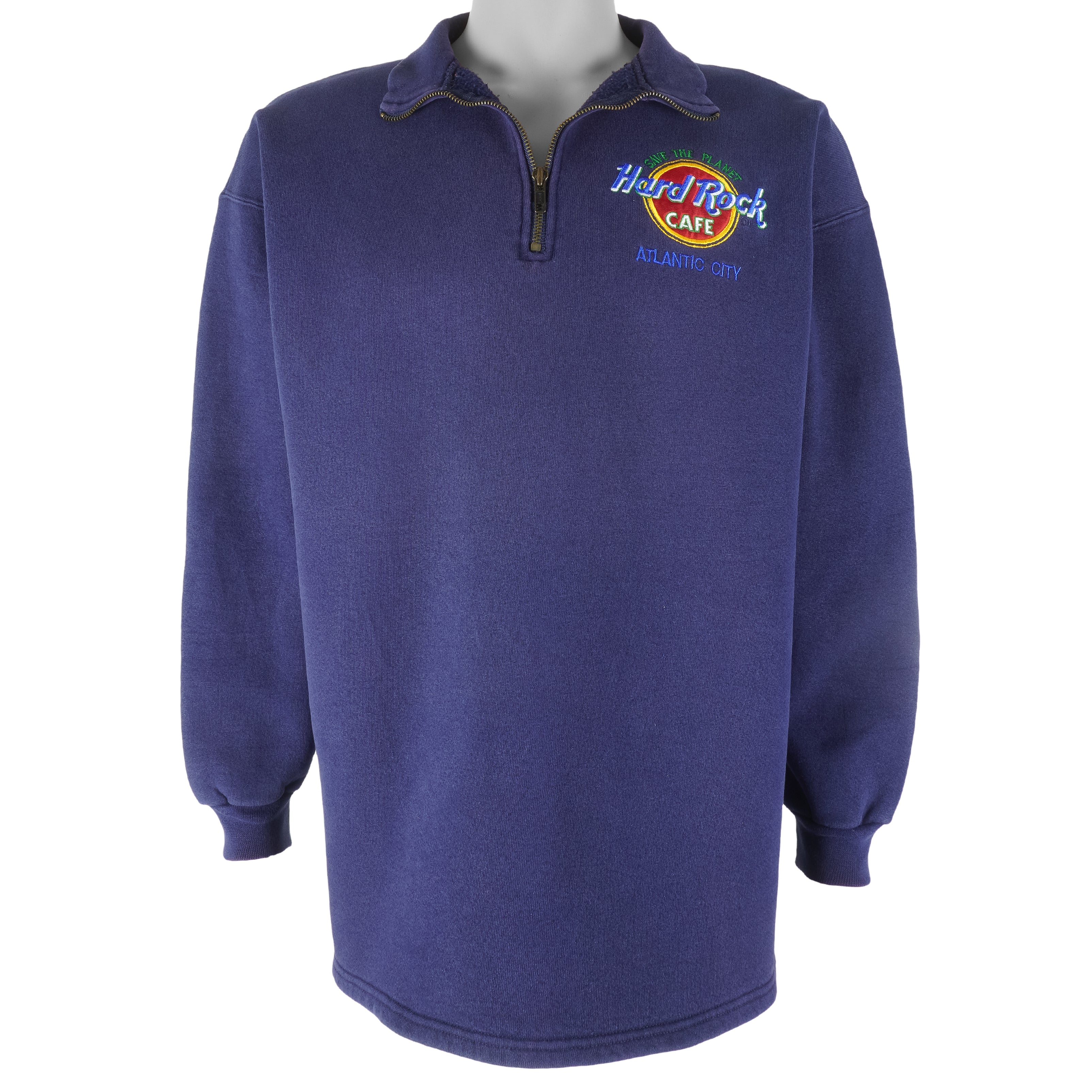 Vintage - Hard Rock Cafe Atlantic 1/4 Zip Sweatshirt 1990s Large Vintage Retro