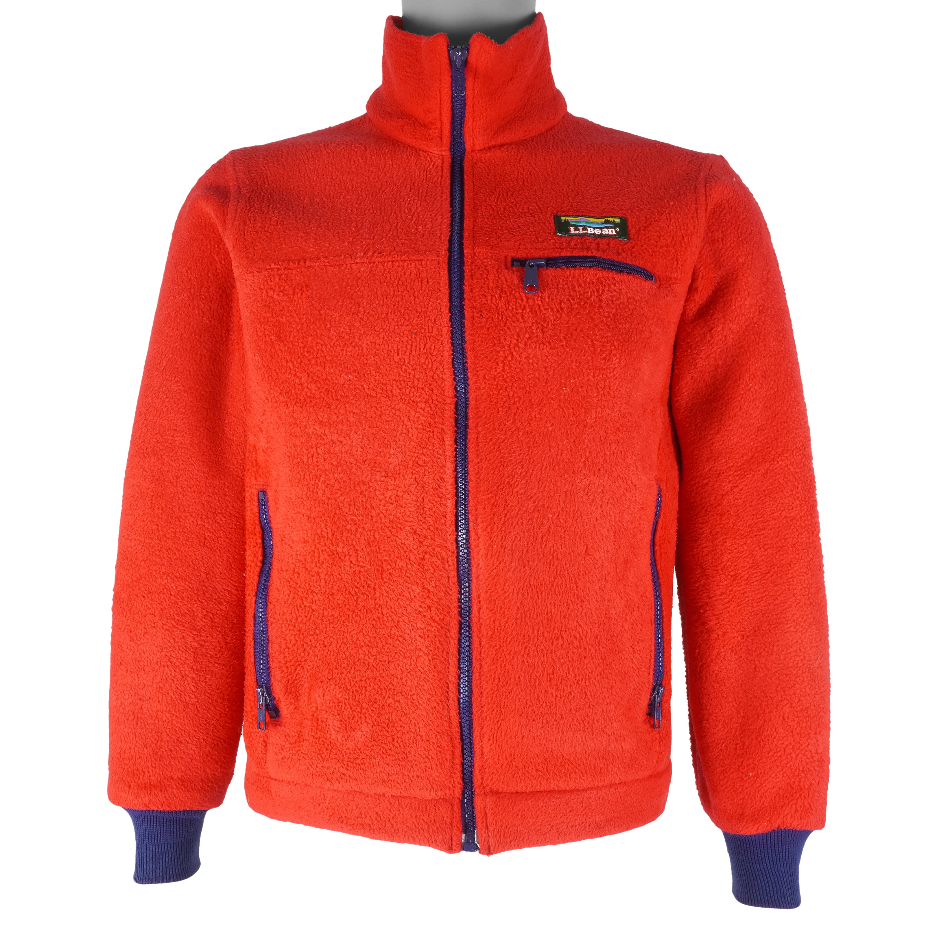 LL Bean - Red Fleece Sweatshirt 1990s Medium Vintage Retro