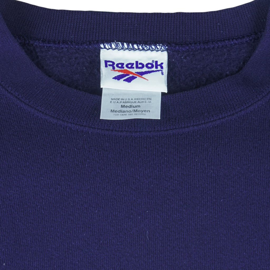Reebok - Blue Big Logo Crew Neck Sweatshirt 1990s Medium Vintage Retro