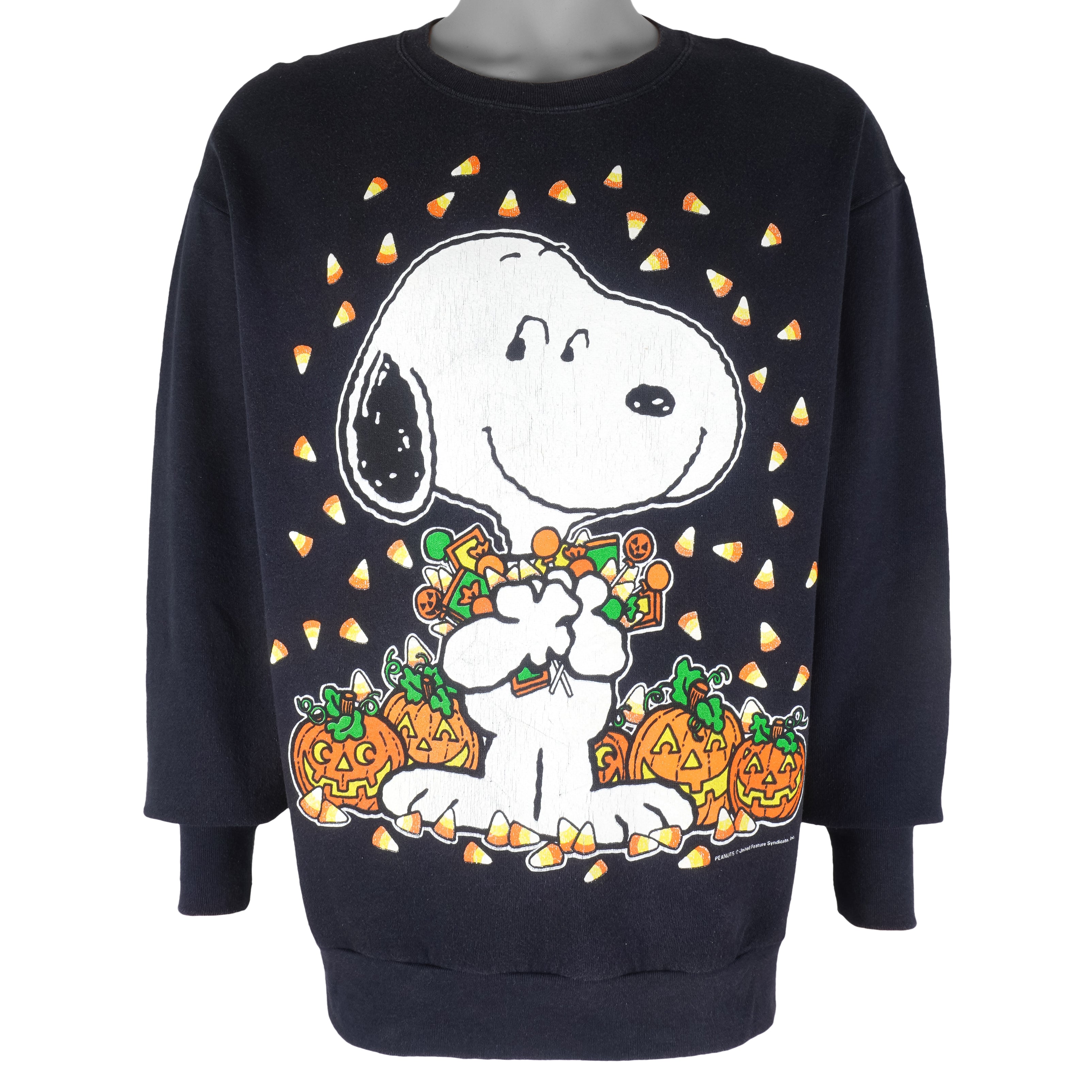 Vintage (Peanuts) - Snoopy Halloween Crew Neck Sweatshirt 1990s X-Large Vintage Retro