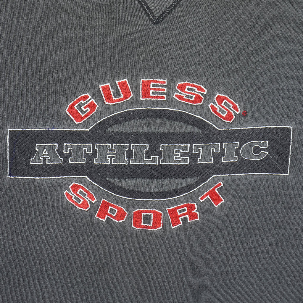 Guess - Athletic Sport Embroidered Crew Neck Sweatshirt 1980s Large Vintage Retro