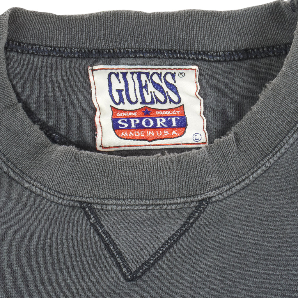 Guess - Athletic Sport Embroidered Crew Neck Sweatshirt 1980s Large Vintage Retro