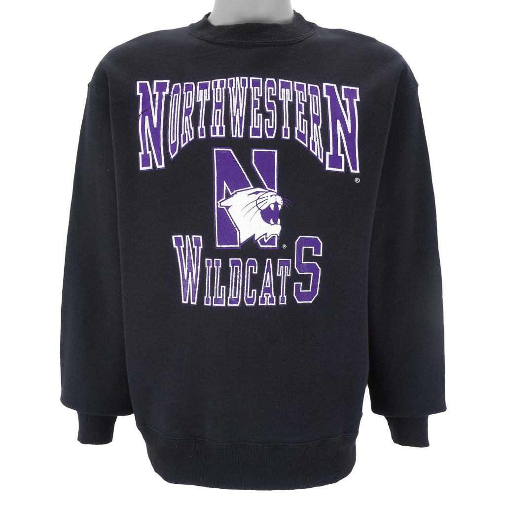 NCAA (Hanes) - Northwestern Wildcats Crew Neck Sweatshirt 1990s Large Vintage Retro Football College