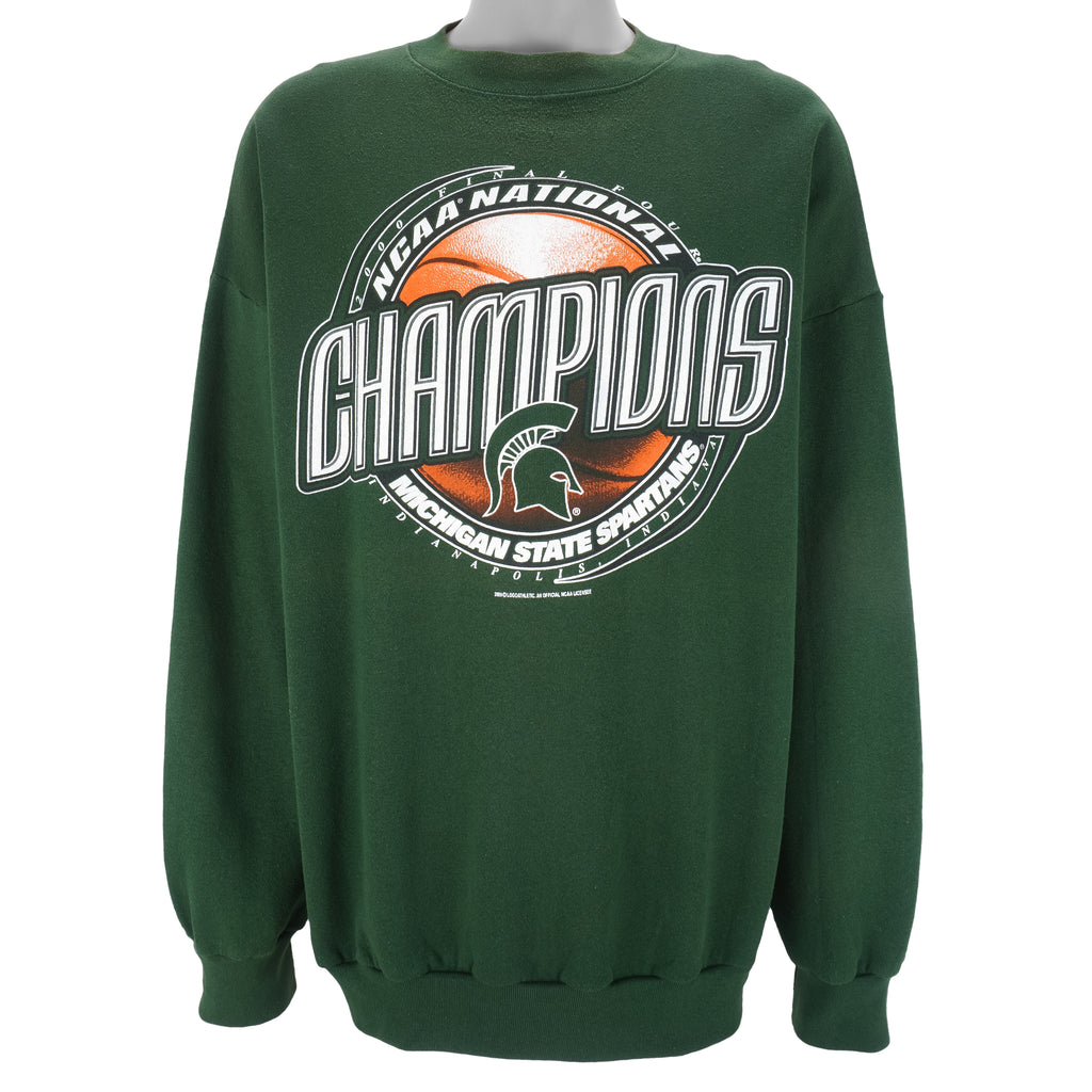 NCAA (Logo 7) - Michigan State Spartans Crew Neck Sweatshirt 2000 XX-Large Vintage Retro Basketball College