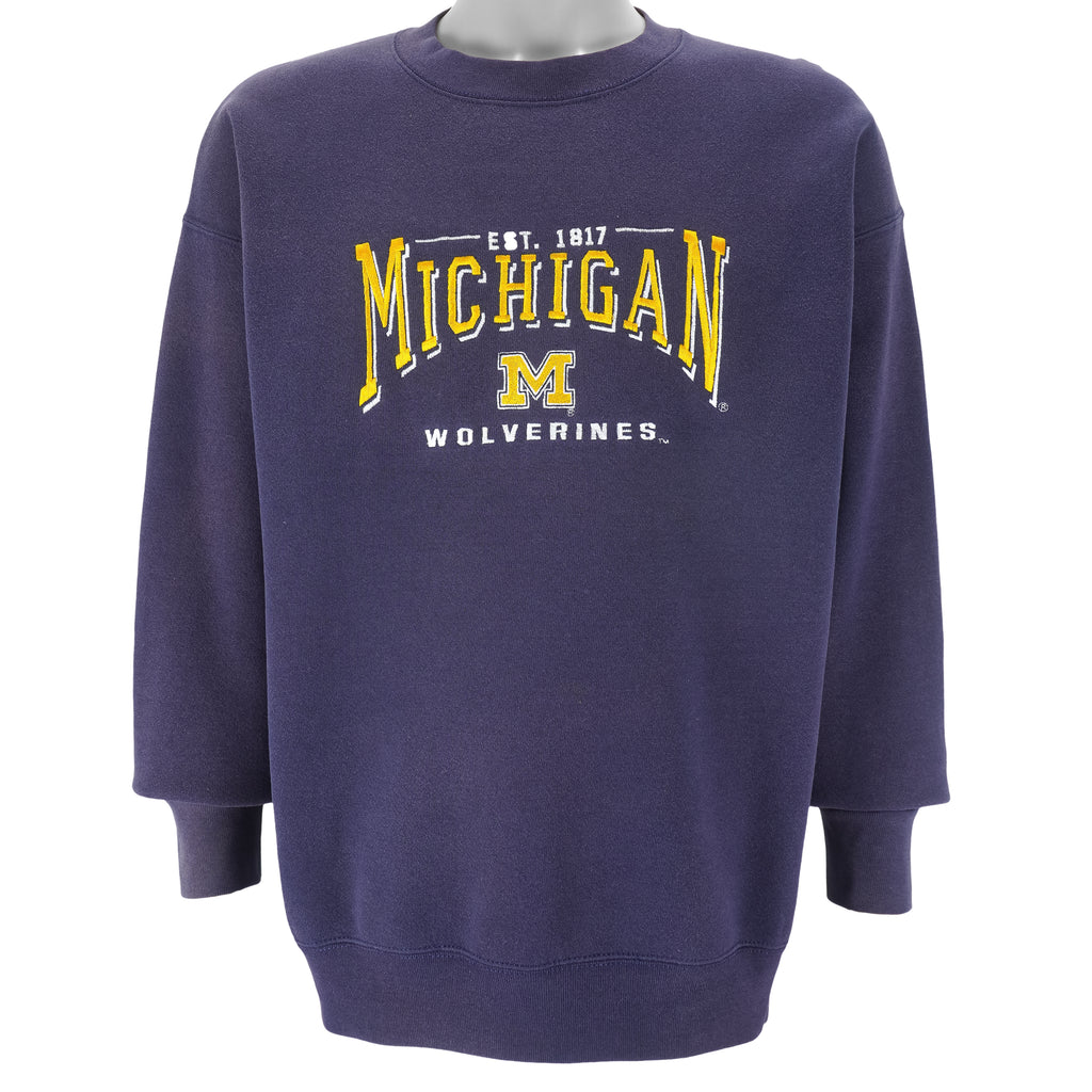 NCAA (Lee) - Michigan Wolverines Embroidered Sweatshirt 1990s Large Vintage Retro