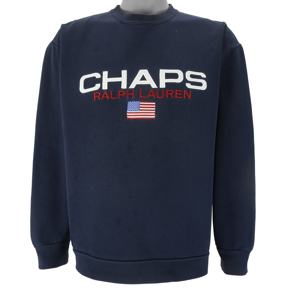 Ralph Lauren (Chaps) - Embroidered Crew Neck Sweatshirt 1990s Medium Vintage Retro