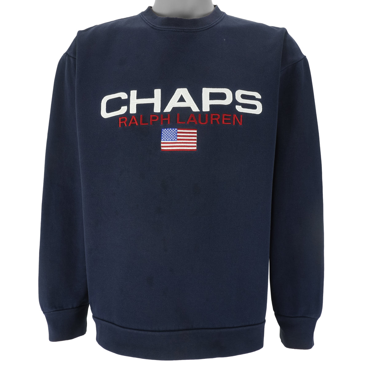 Ralph Lauren (Chaps) - Embroidered Crew Neck Sweatshirt 1990s Medium Vintage Retro
