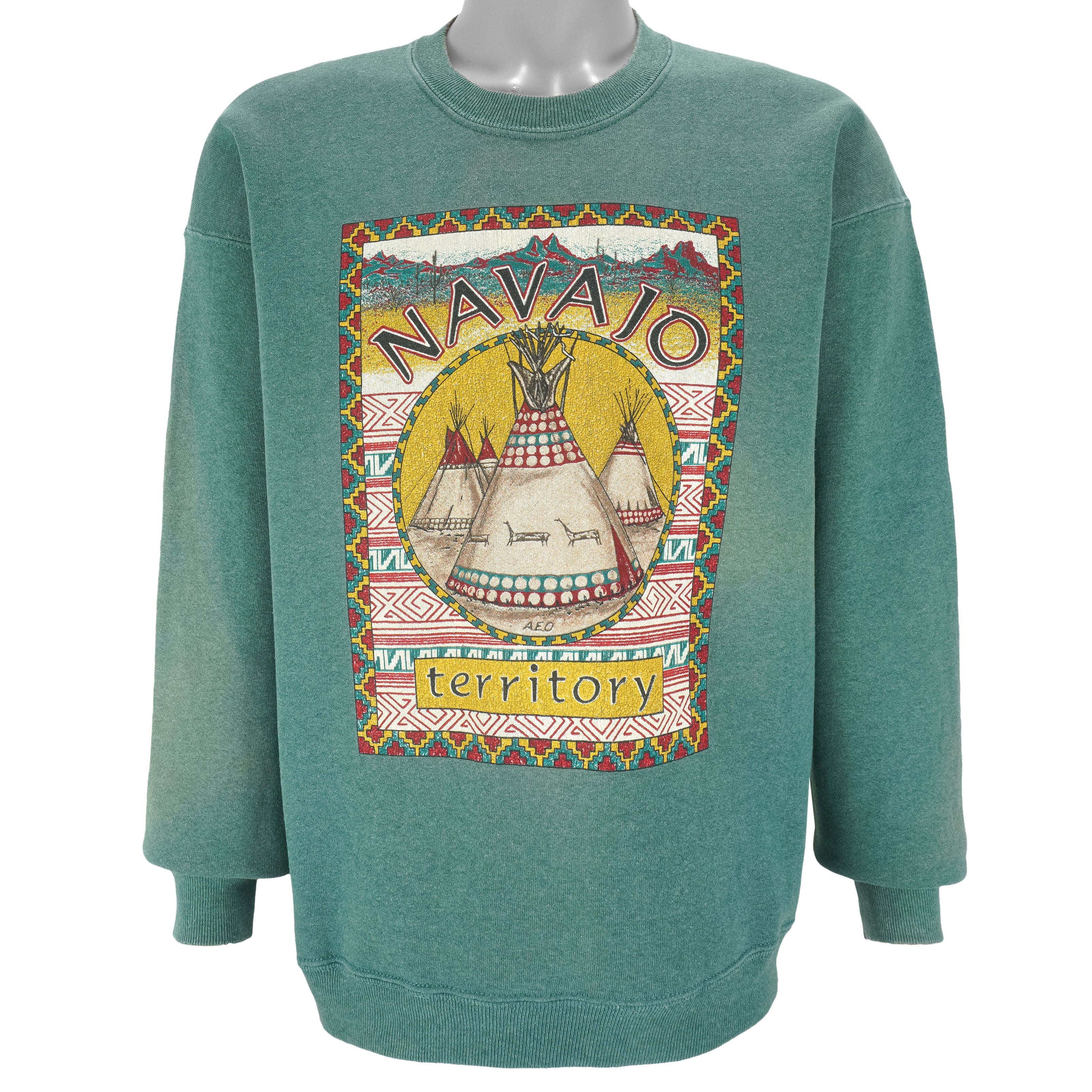 Vintage (American Eagle) - Navajo Territory Crew Neck Sweatshirt 1990s Large Vintage Retro