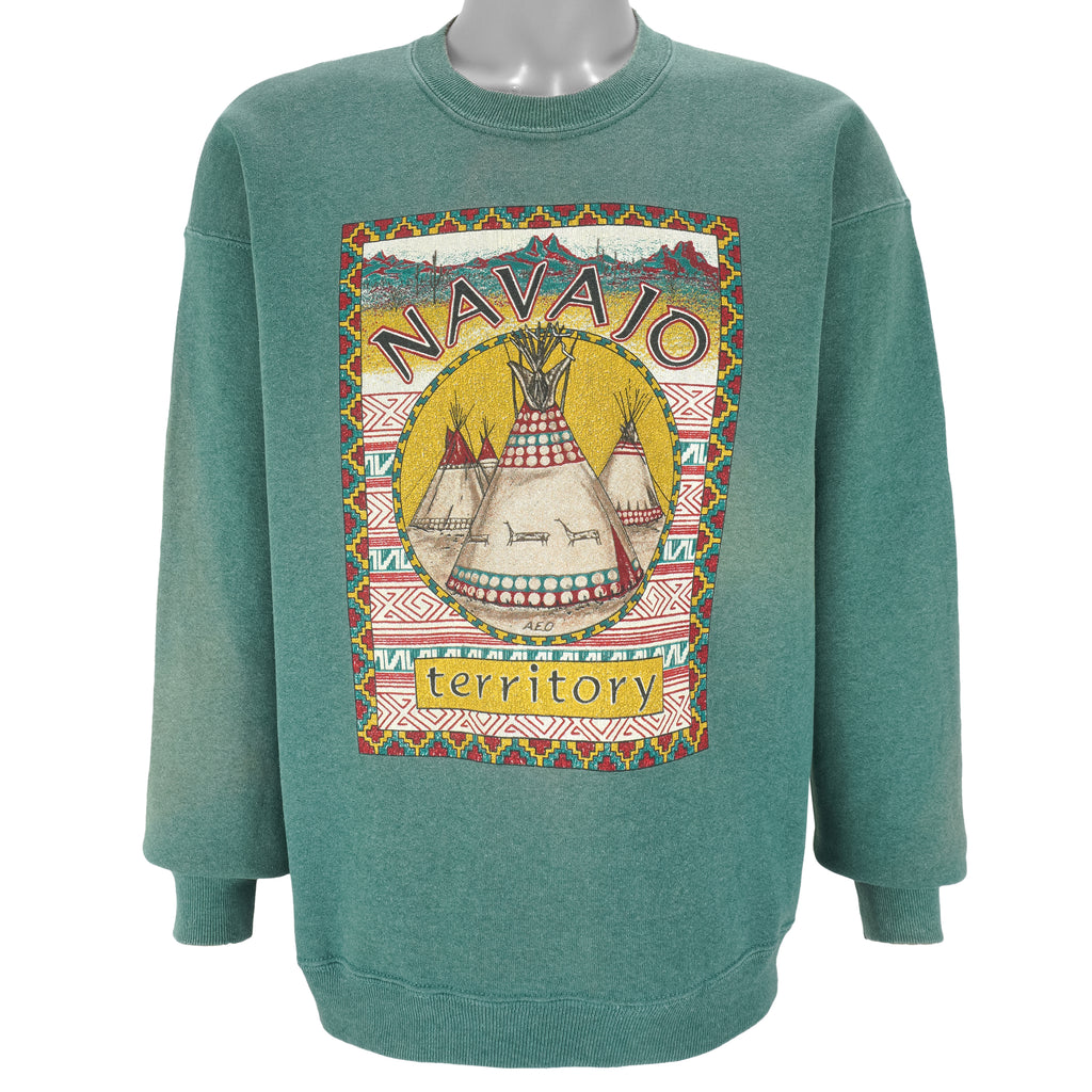Vintage (American Eagle) - Navajo Territory Crew Neck Sweatshirt 1990s Large Vintage Retro