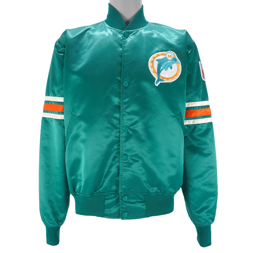 Starter - Miami Dolphins Embroidered Satin Jacket 1980s Large Vintage Retro Football