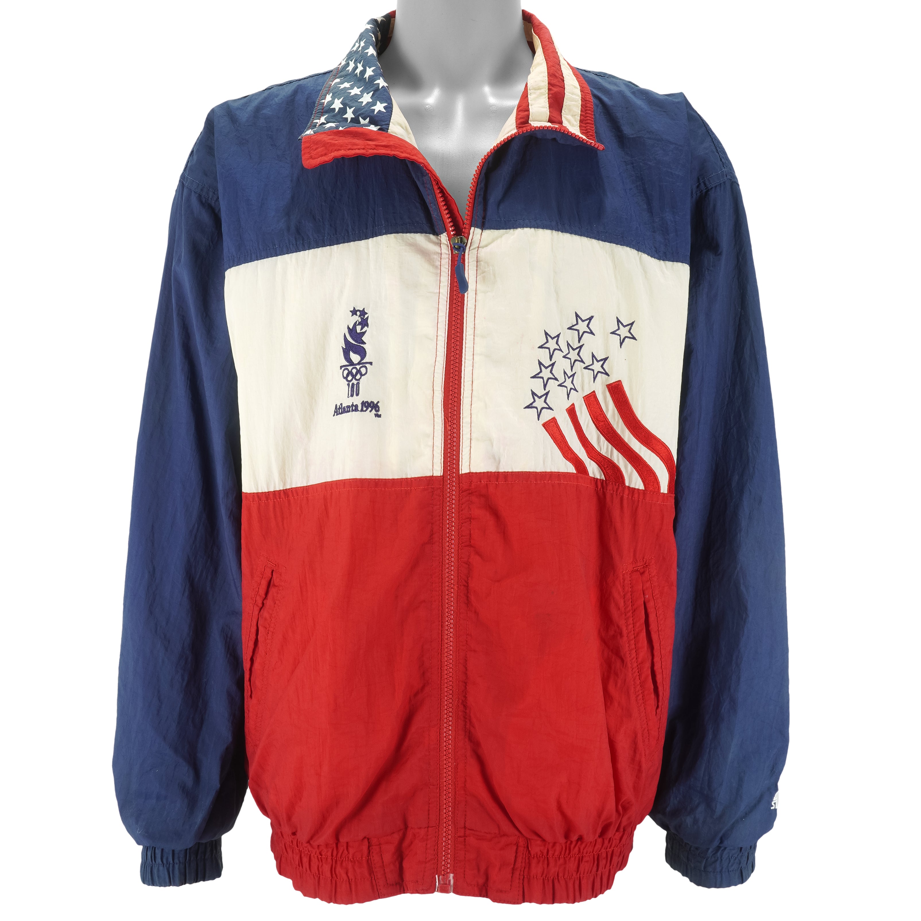 Starter - Atlanta Olympics, Team USA Embroidered Windbreaker 1996 Large Vintage Retro