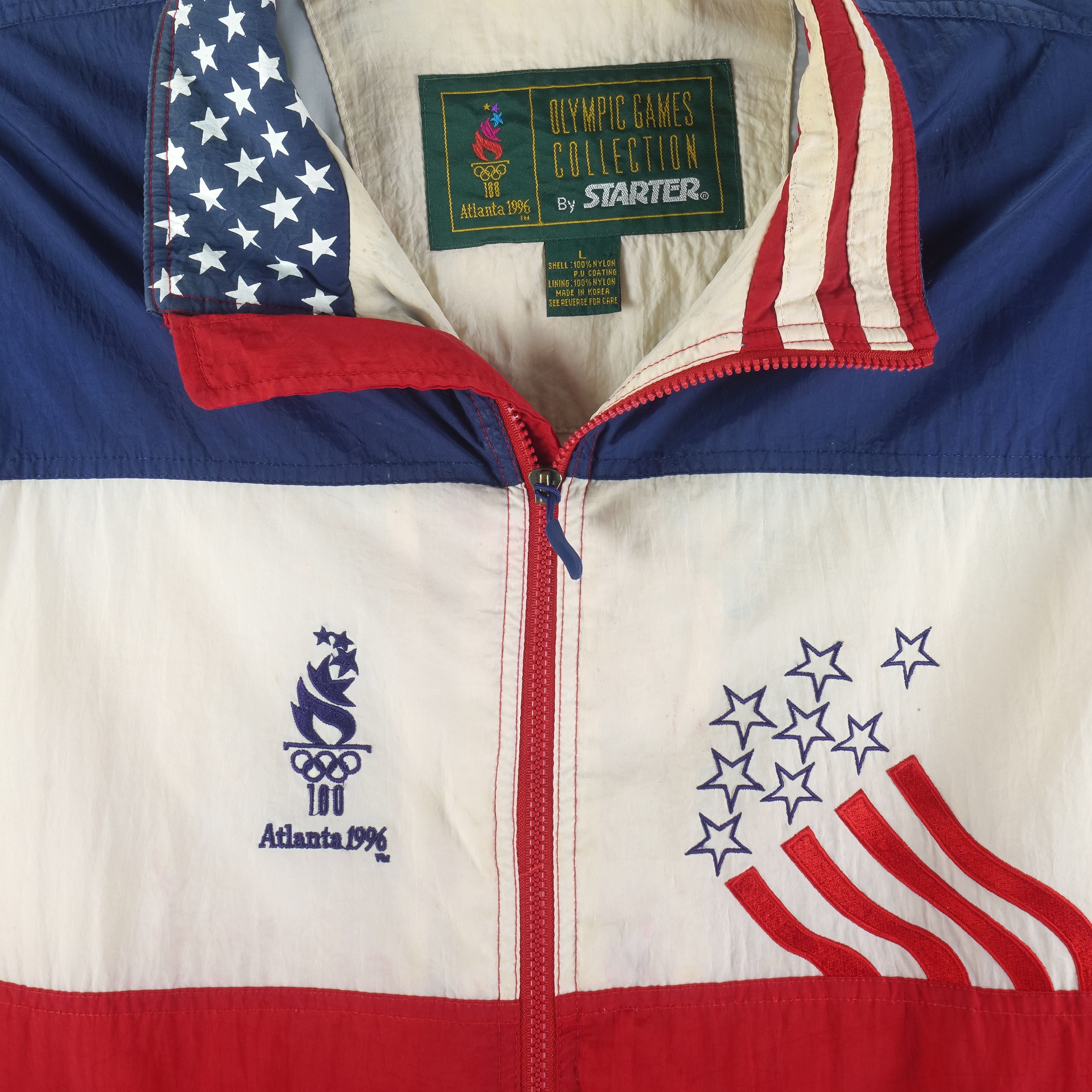 Starter - Atlanta Olympics, Team USA Embroidered Windbreaker 1996 Large Vintage Retro