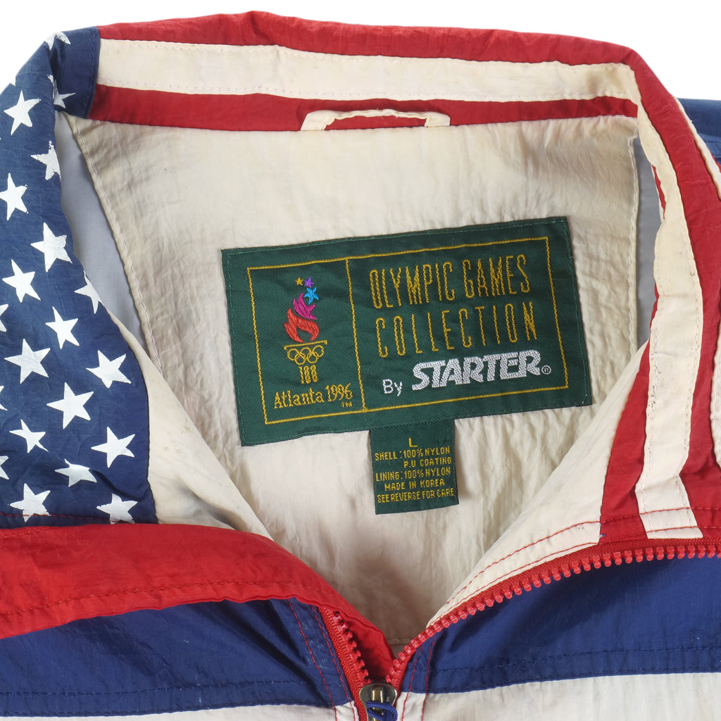 Starter - Atlanta Olympics, Team USA Embroidered Windbreaker 1996 Large Vintage Retro