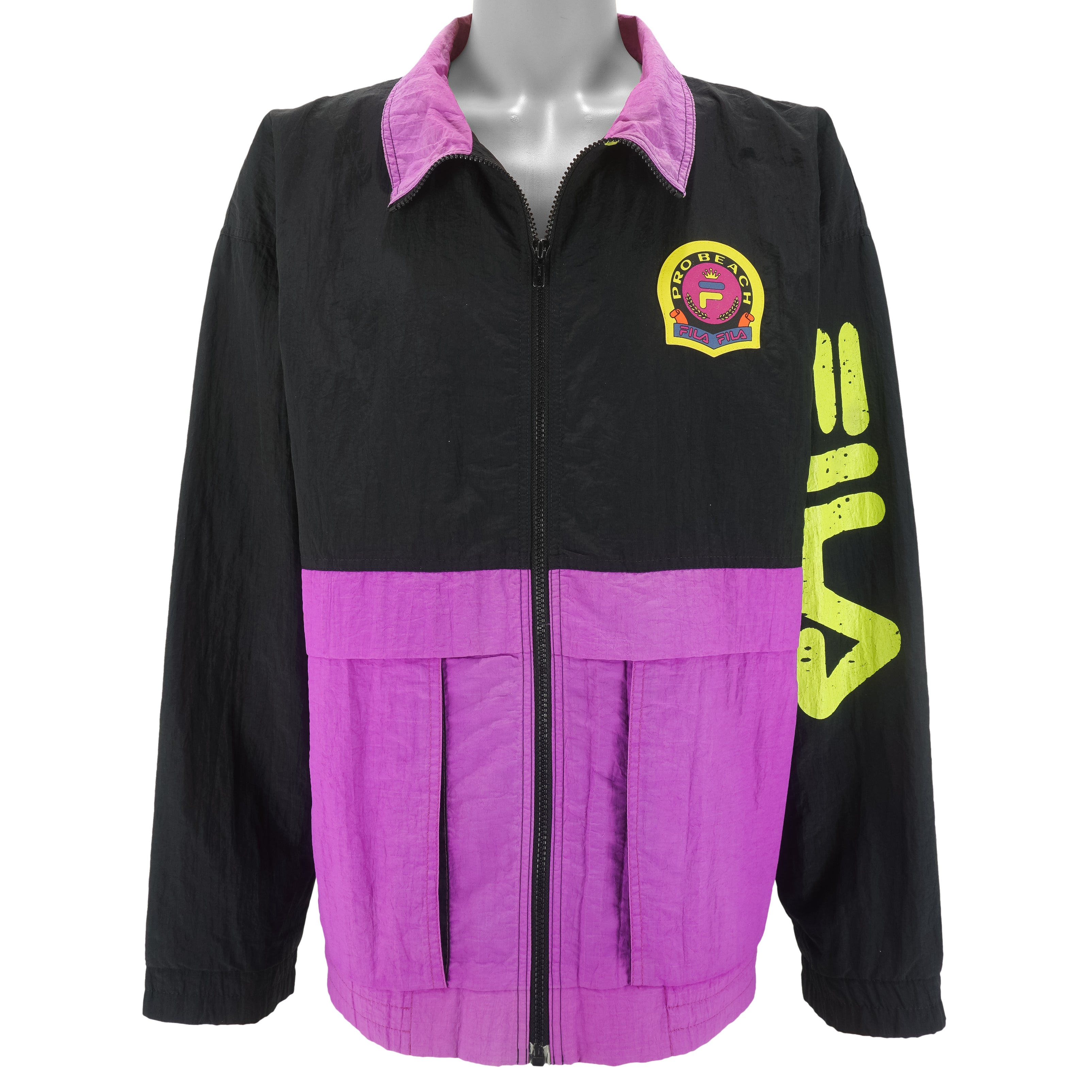 FILA - Pro Beach Zip-Up Windbreaker 1990s XX-Large Vintage Retro