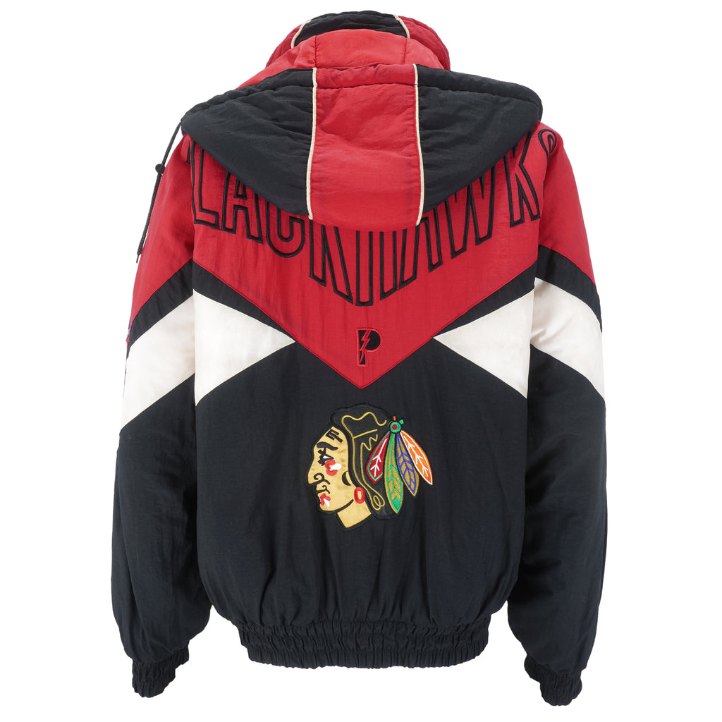 NHL (Pro Player) - Chicago Blackhawks Hooded Jacket 1990s Large Vintage Retro Hockey