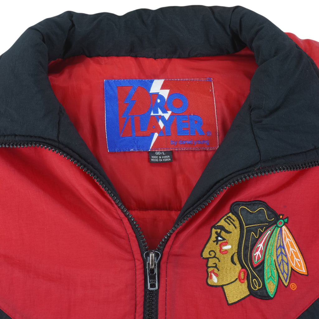 NHL (Pro Player) - Chicago Blackhawks Hooded Jacket 1990s Large Vintage Retro Hockey