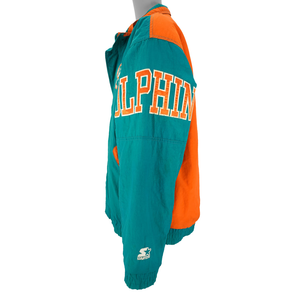 Starter - Miami Dolphins Zip-Up Jacket 1990s X-Large Vintage Retro Football