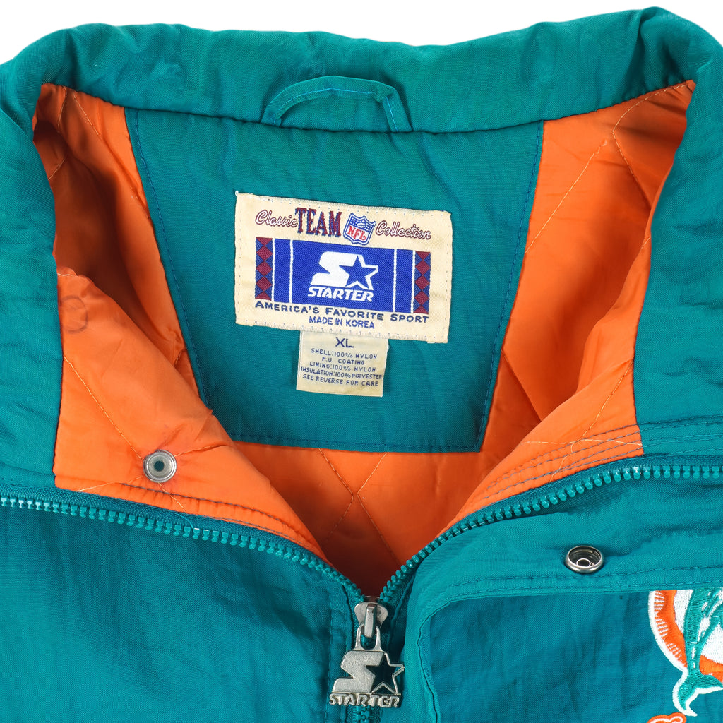 Starter - Miami Dolphins Zip-Up Jacket 1990s X-Large Vintage Retro Football