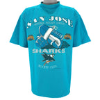 NHL (Soft Wear) - San Jose Sharks Single Stitch T-Shirt 1992 Large Vintage Retro Hockey