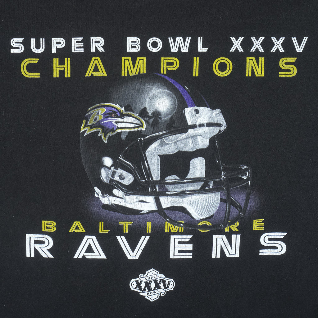 NFL (Logo Athletic) - Baltimore Ravens Super Bowl Champs 35th T-Shirt 1990s X-Large Vintage Retro Football