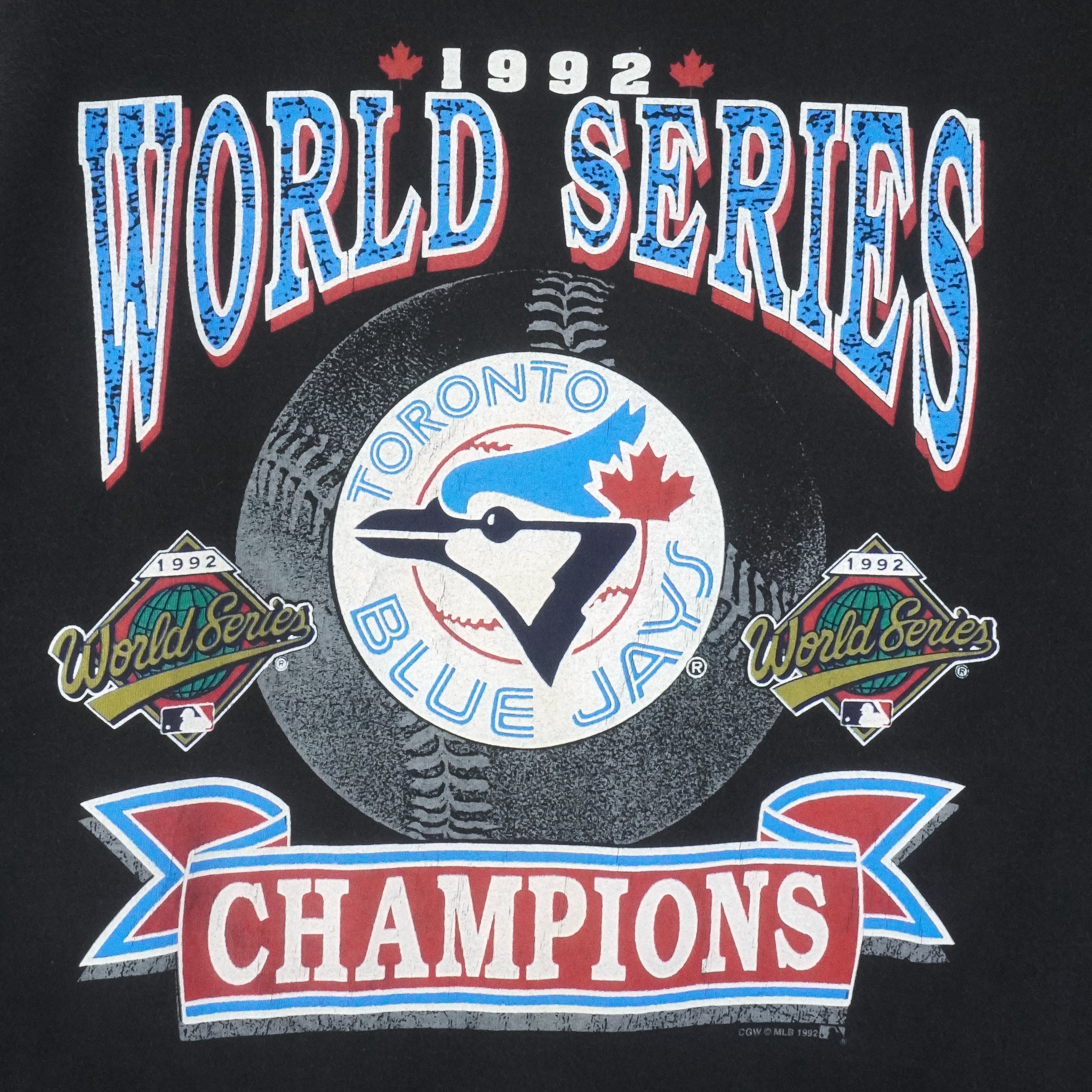 MLB (Waves) - Toronto Blue Jays World Series Champs T-Shirt 1992 Large Vintage Retro Baseball