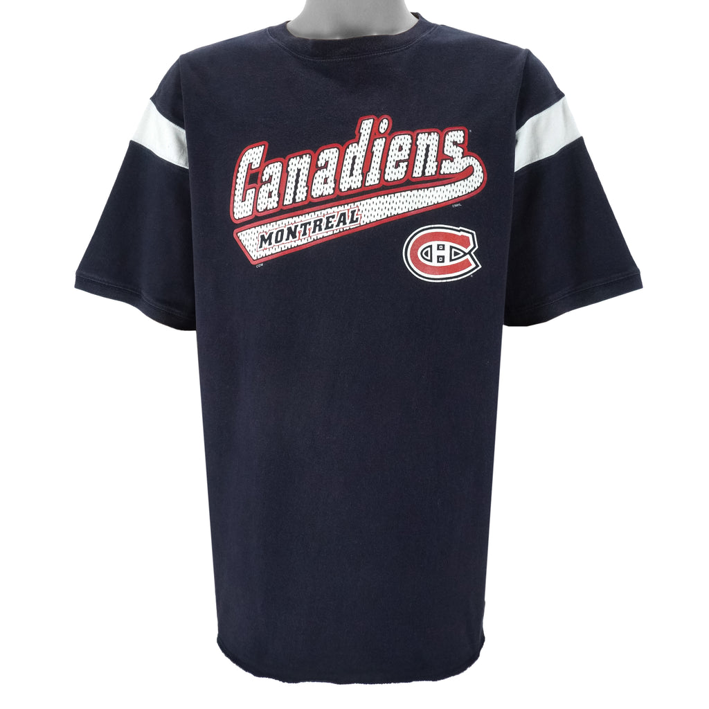 NHL (Waves) - Montreal Canadiens Hockey Single Stitch T-Shirt 1990s X-Large Vintage Retro Hockey