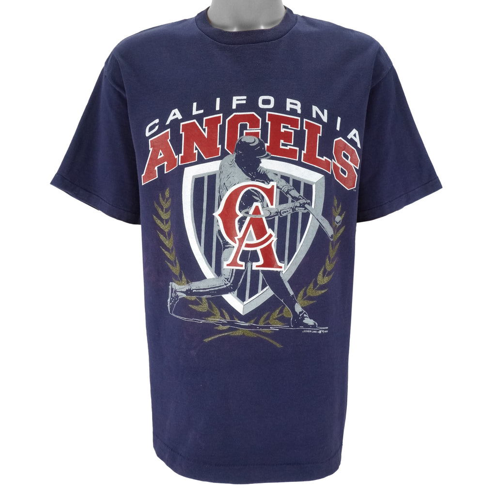 MLB (Locker Line) - California Angels Single Stitch T-Shirt 1993 Large Vintage Retro Baseball