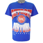 NBA (Hanes) - Detroit Pistons Single Stitch T-Shirt 1990s Medium Vintage Retro Basketball