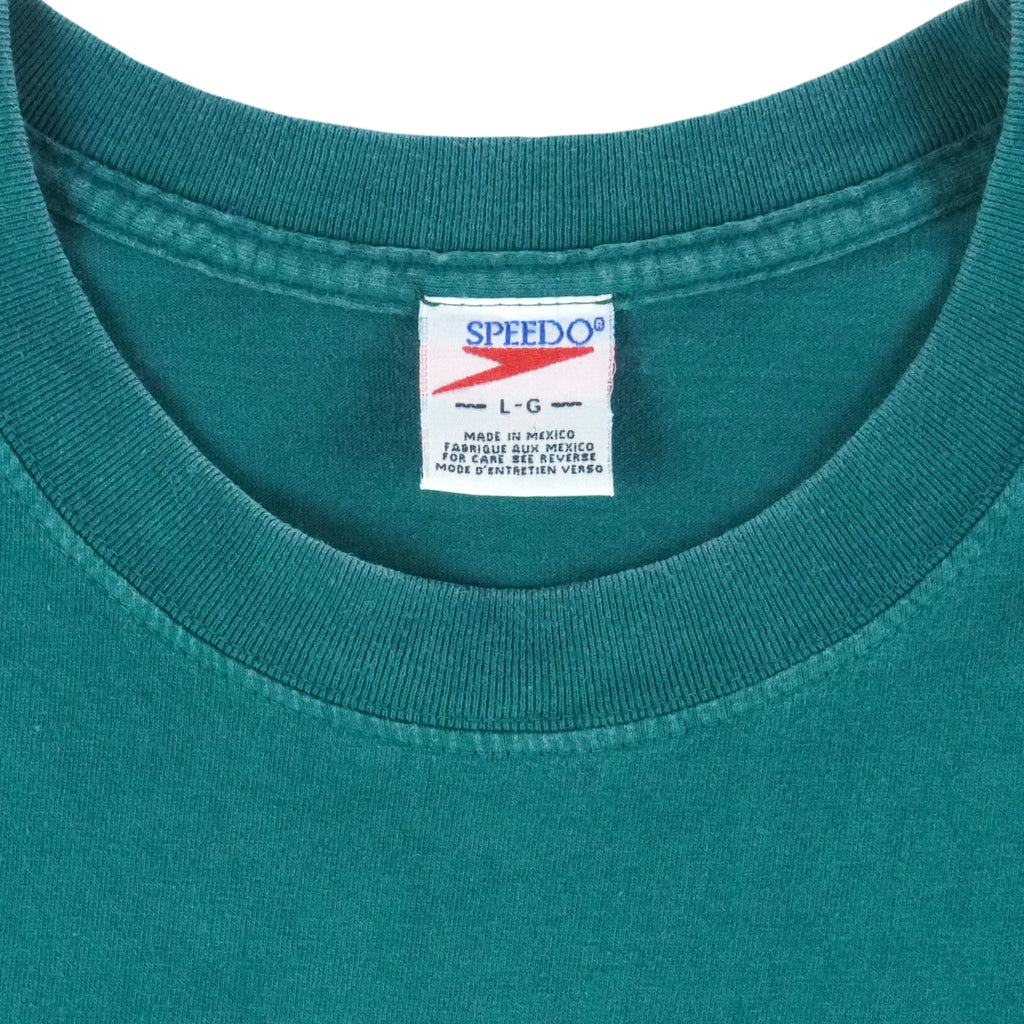 Speedo - Green Big Logo T-Shirt 1998 Large Vintage Retro