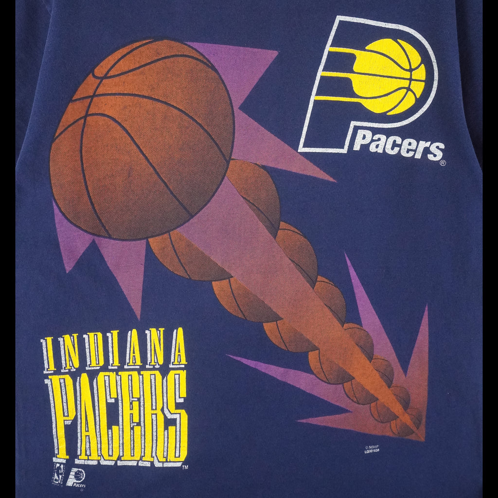 NBA (Logo 7) - Indiana Pacers Single Stitch T-Shirt 1990s Large Vintage Retro Basketball