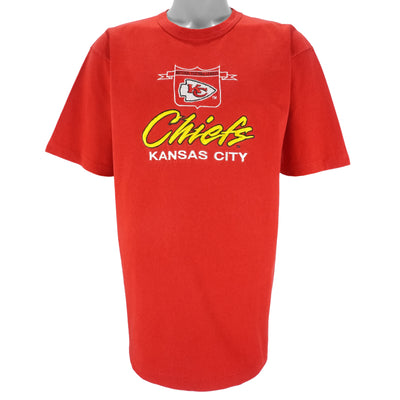 NFL (Logo 7) - Kansas City Chiefs Embroidered T-Shirt 1990s Large