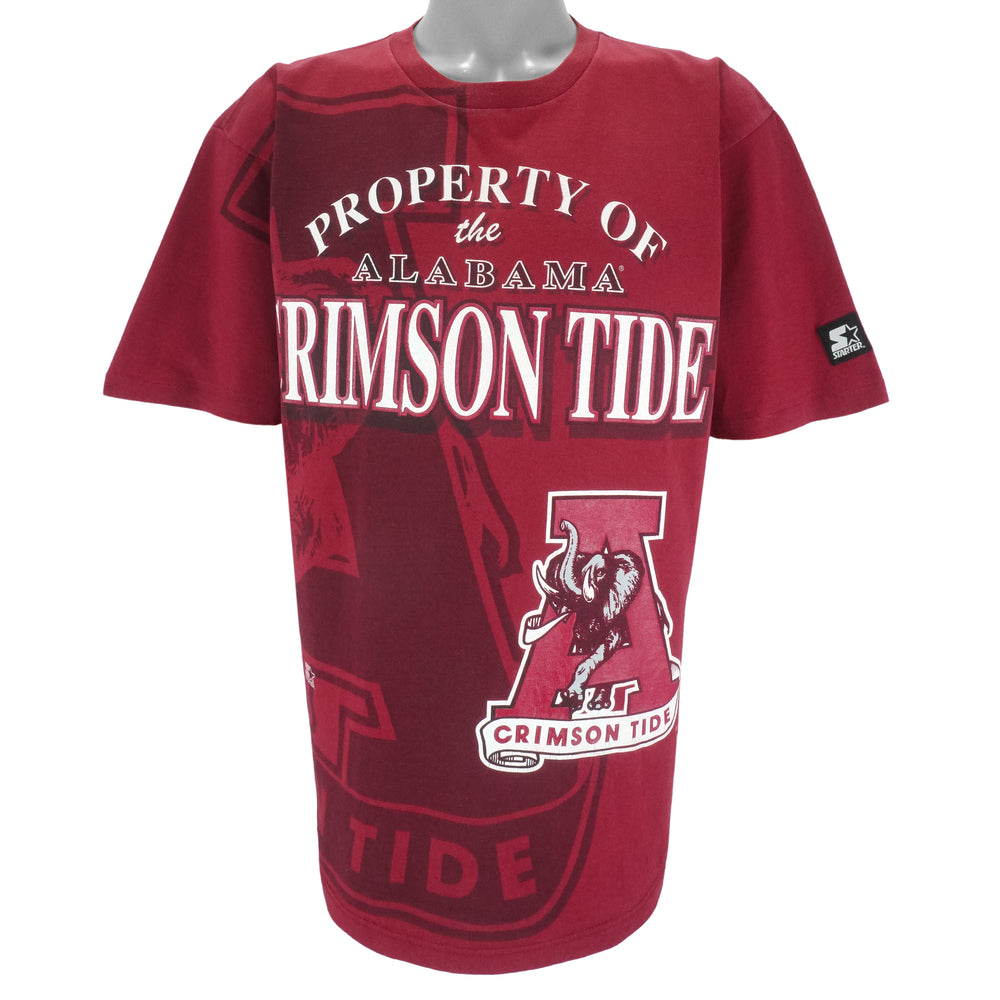 Starter - NCAA Alabama Crimson Tide Single Stitch T-Shirt 1990s Large Vintage Retro College