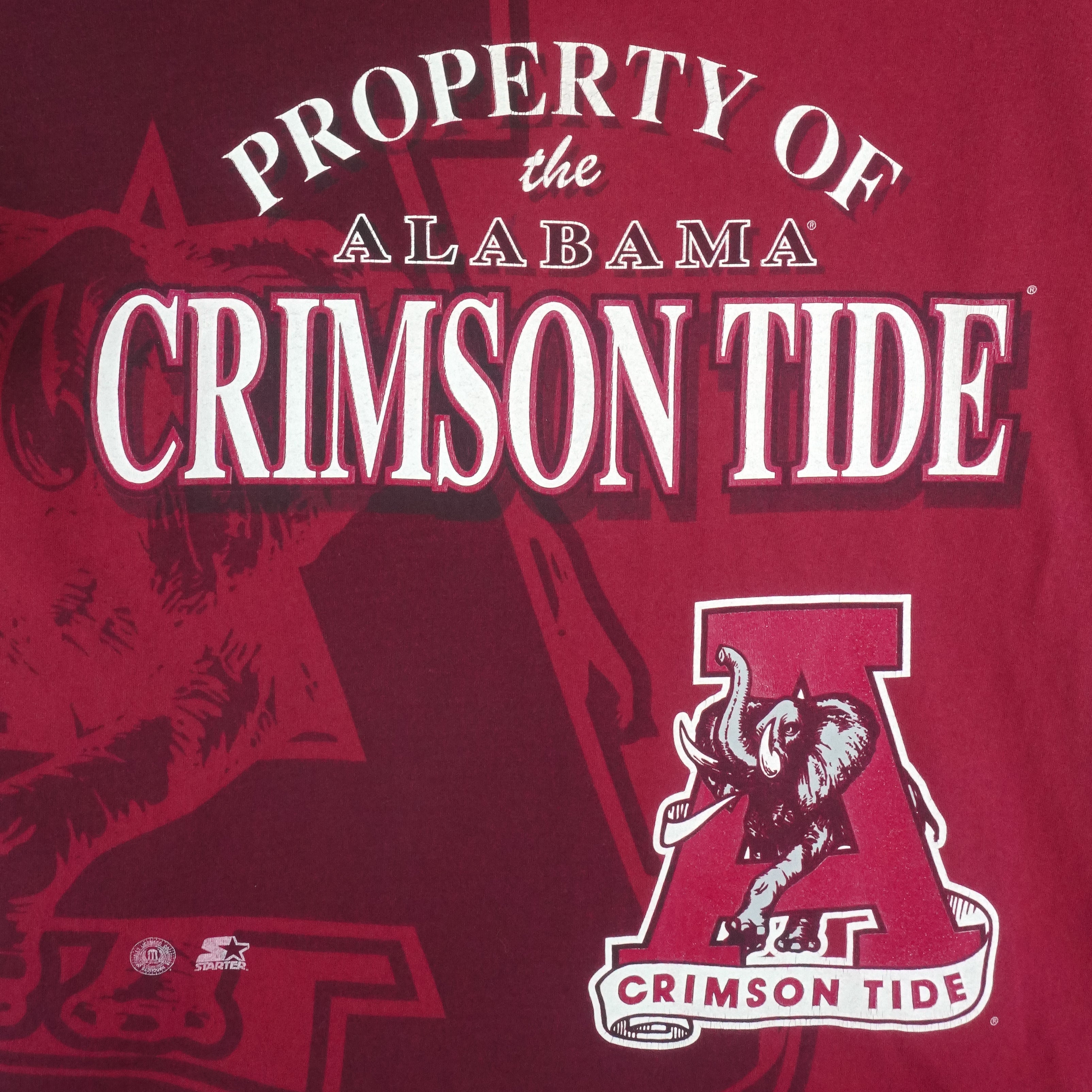 Starter - NCAA Alabama Crimson Tide Single Stitch T-Shirt 1990s Large Vintage Retro College